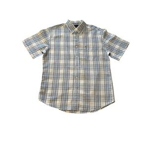 Tommy Hilfiger Mens Plaid Linen Cotton L Short Sleeve‎ Button Down Shirt